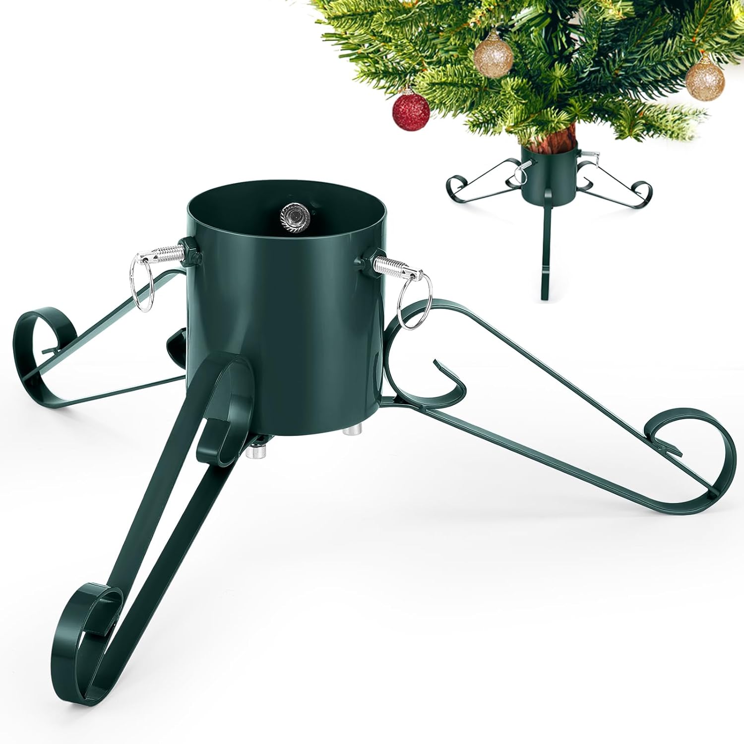 Tree Stands - Liliful Christmas Tree Stand Christmas Tree Base Holder Stand for 8.2ft Live Tree Sturdy Metal Heavy Duty Tree Holder Real Xmas Tree Decoration,1.38