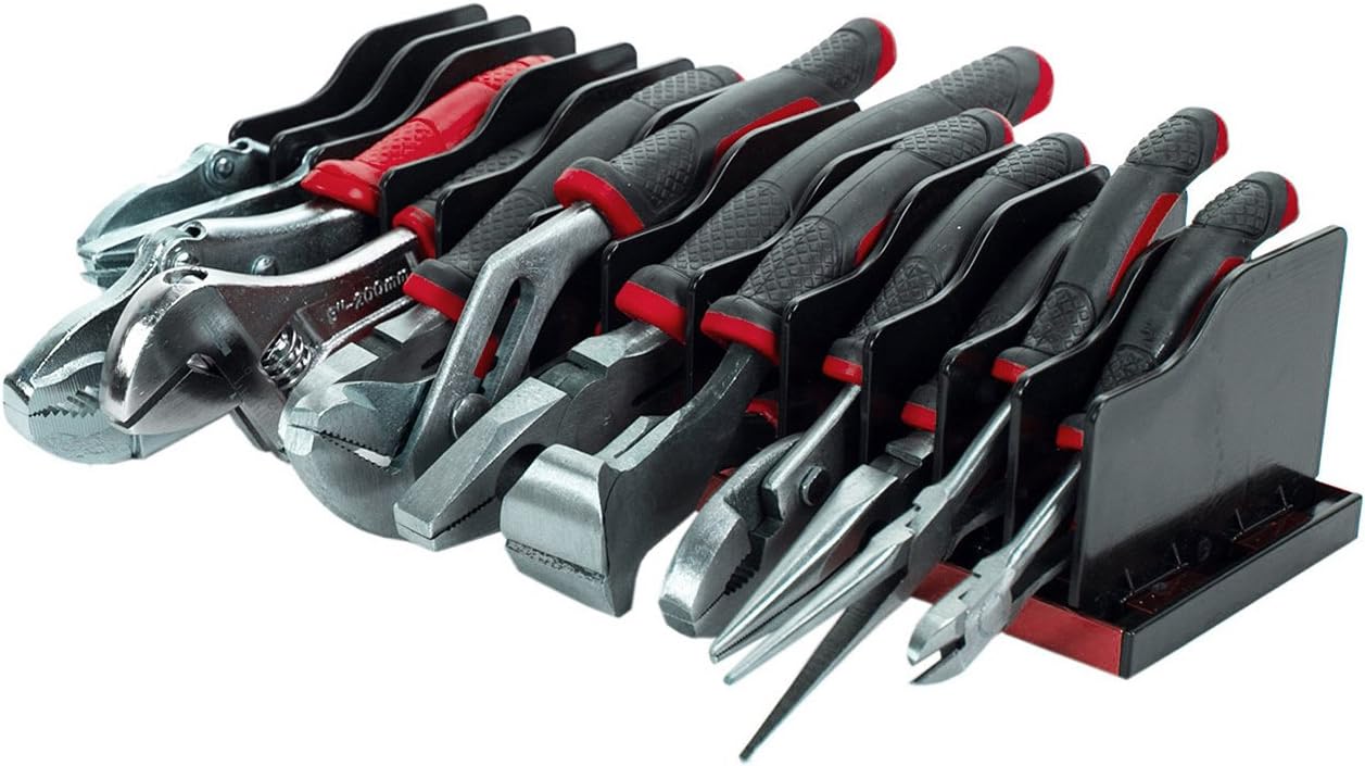 Olsa Tools 12 Pc Plier & Cutter Organizer Red Anodized Aluminum
