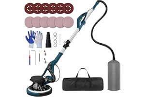 Drywall Sander Tool, KUPERIA 8.5 Amp Popcorn Ceiling Removal Tool with 7 Variable Speed 800-1800RPM, Electric Drywall Sander with Extendable Handle, LED Light,6 Basic Sand Paper & 6 Grid Sandpaper