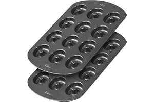 GEEOOLLAH Wilton Mini Donut Pan, 2 Donut Pan for Baking 12 Cavity Each, Ideal Mini Donut Pan for Homemade small Donuts, Versatile Mini Cake Pans for Baking Enthusiasts and Professional Bakers