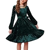 GRACE KARIN Girls Long Sleeve Holiday Dress, Little Girl Velvet Winter Dress, Kids Fall Formal Party Dresses Size 6-12