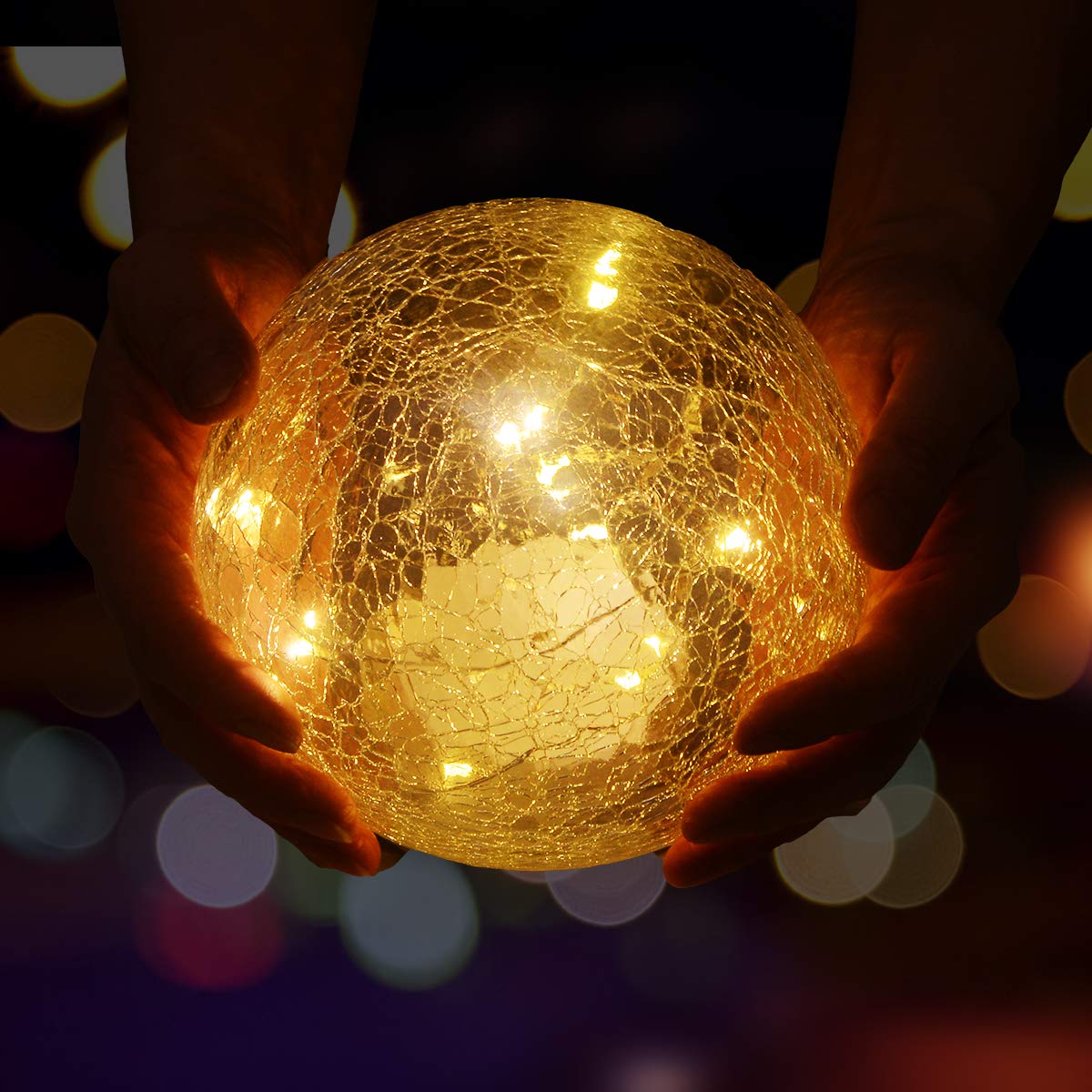 Glass Ball LED Light Christmas Wireless Crackle Glass Light Warm White Night Lamp for Bedroom Living-Room Dresser Nursery Kitchen Garden Restaurant Modern Glass Decoration Glass Craft