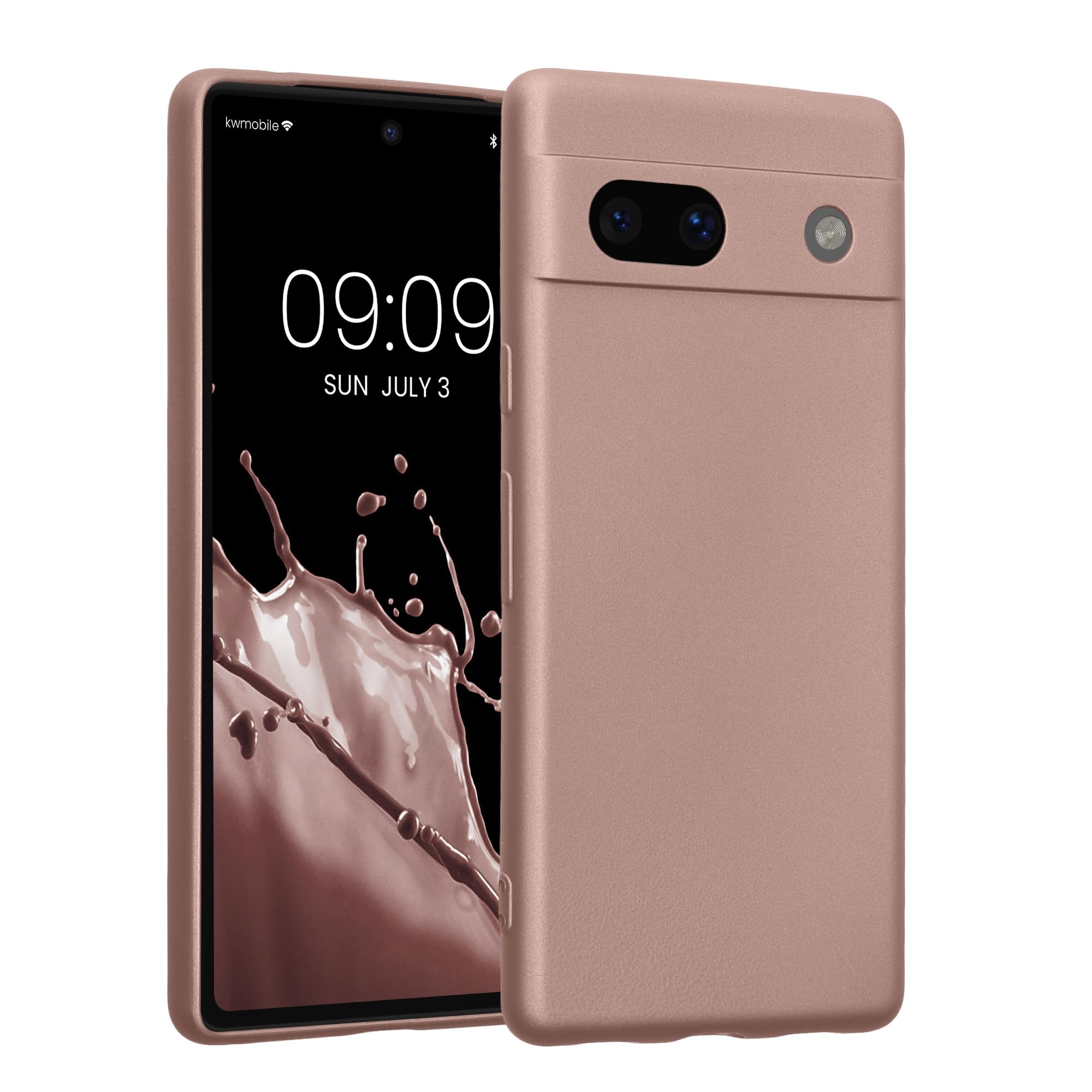 kwmobile Case for Google Pixel 7a Case - Soft TPU Back Phone Cover - with Metallic Look - Metallic Arctic Berry