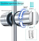 Joyoldelf Adjustable ABS Shower Rail Holder 19-25mm Chrome Plated view 5