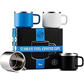 Real Deal Steel "Little Sipper 3 oz Insulated Espresso Cups - Premium Double Wall Set of 4 Demitasse