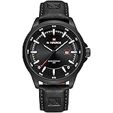 NAVIFORCE Mens Minimalist Waterproof Quartz Leather Strap Watches with Auto Date