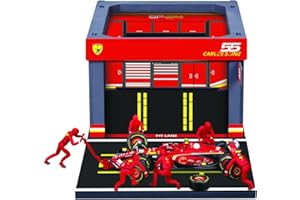 HTLNUZD New 1/43 F1 SF24#55 Alloy Racing Car Model Pit Lane Version Adult Alloy Model with 6 Pit Crew Figures Vehicle Collect