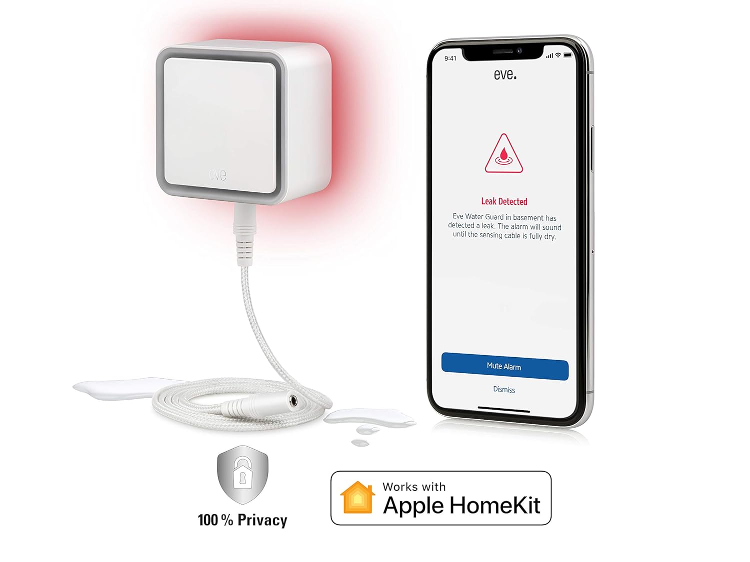 Eve 10EBG8701 Water Guard-Detector Inteligente, Cable Sensor de 2 ...