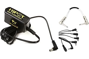 GENERIC Truetone 1 SPOT Slim 9V DC Adapter + Hosa CPE-106 Guitar Pedalboard Patch Cable - Right Angle to Right Angle - 6 inch +