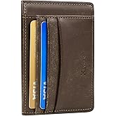 XZVXZV Men's Slim Wallet Italian Pebbled Leather Minimalist Front Pocket RFID Blocking Credit Card Holder with Gift Box Grey