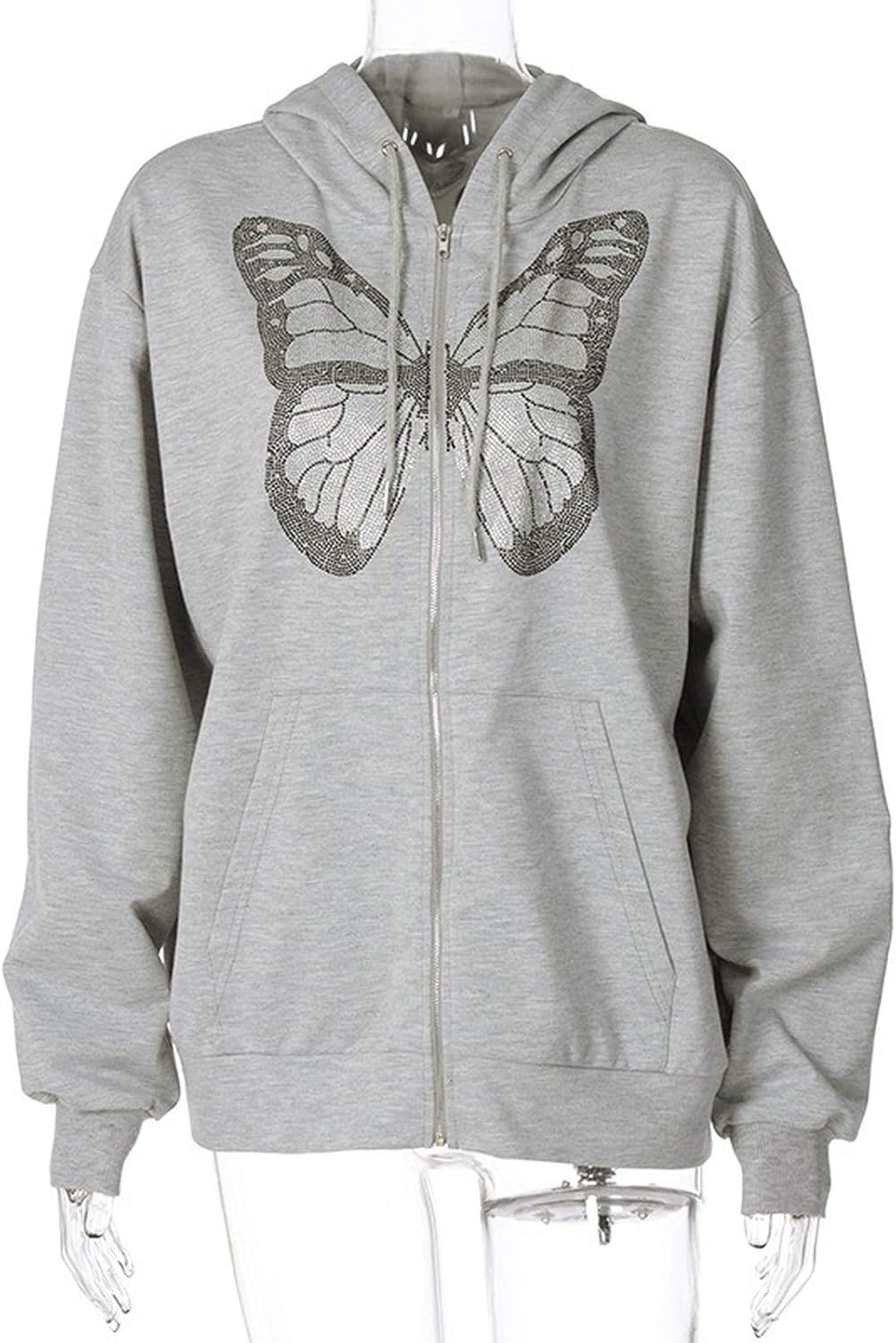 grey oversized zip up hoodie