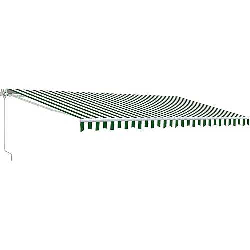 ALEKO AWM8X6.5GRWHT00 Retractable Motorized Patio Awning 8 x 6.5 Feet Green and White Striped