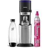 SodaStream E-Duo Sparkling Water Maker (Black) with 60L CO2, 1 BPA- Free Carbonating Bottle and (1)1L Glass Bottle