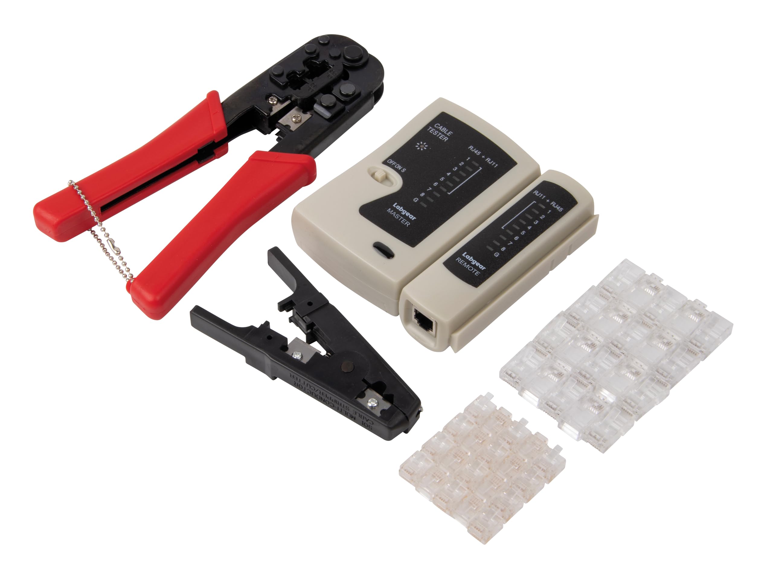 Labgear Network Toolkit RJ45 Crimp Tool Kit Ethernet Crimper CAT5 CAT6 Crimping Tool Kit, Network Cable Tester, 43 Piece Set