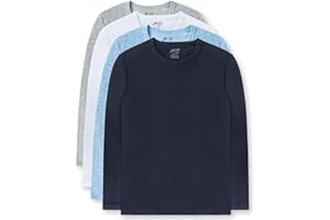 Brix 4 Pack Boys Long Sleeve Shirts Cotton Basic Tees Youth Layering T-Shirts Tagless