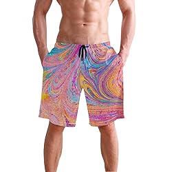 Men's Summer Cool Swim Trunks Quick Dry Abstract