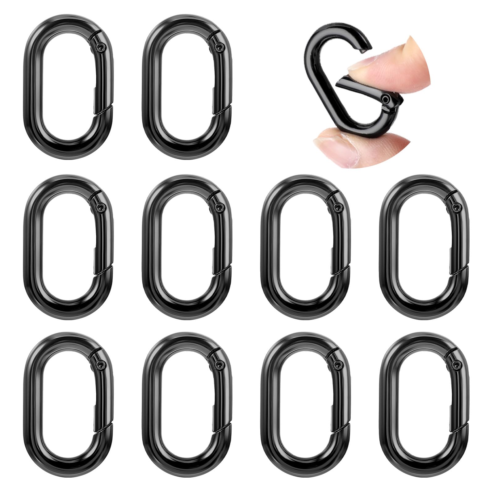 Photo 1 of 10 Pcs Small Carabine Black Mini Carabiner Clip 1in Tiny Spring Snap Hook Heavy Duty Key Ring for Car Keychain Hooks Outdoor Camping Fishing Climbing Hiking Wallet Purse Keychain Replacement