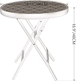 PHI VILLA Folding Side Table, Round Patio Table, Black Grid Design view 3