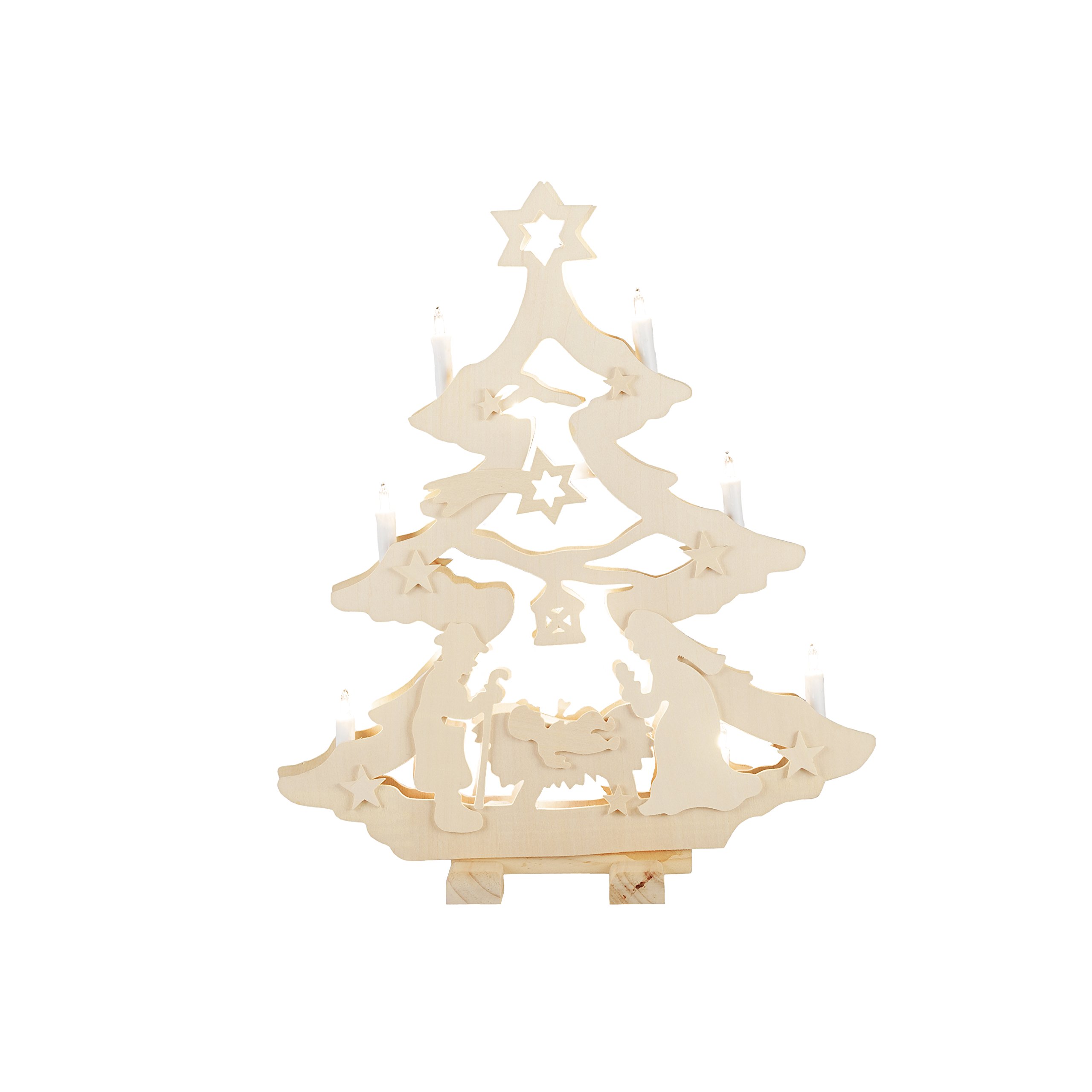 Konstsmide Indoor Decoration Illuminated Nativity Tree Decoration in Natural Pine - Clear