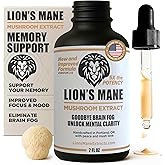 Lion's Mane Extract Mushroom Tincture - Focus, Memory & Clarity Support - 2 oz, Lion’s Mane Supplement Liquid Extract | Dual-Extracted from USA-Grown Fruiting Bodies, Mushroom Drops Nootropic