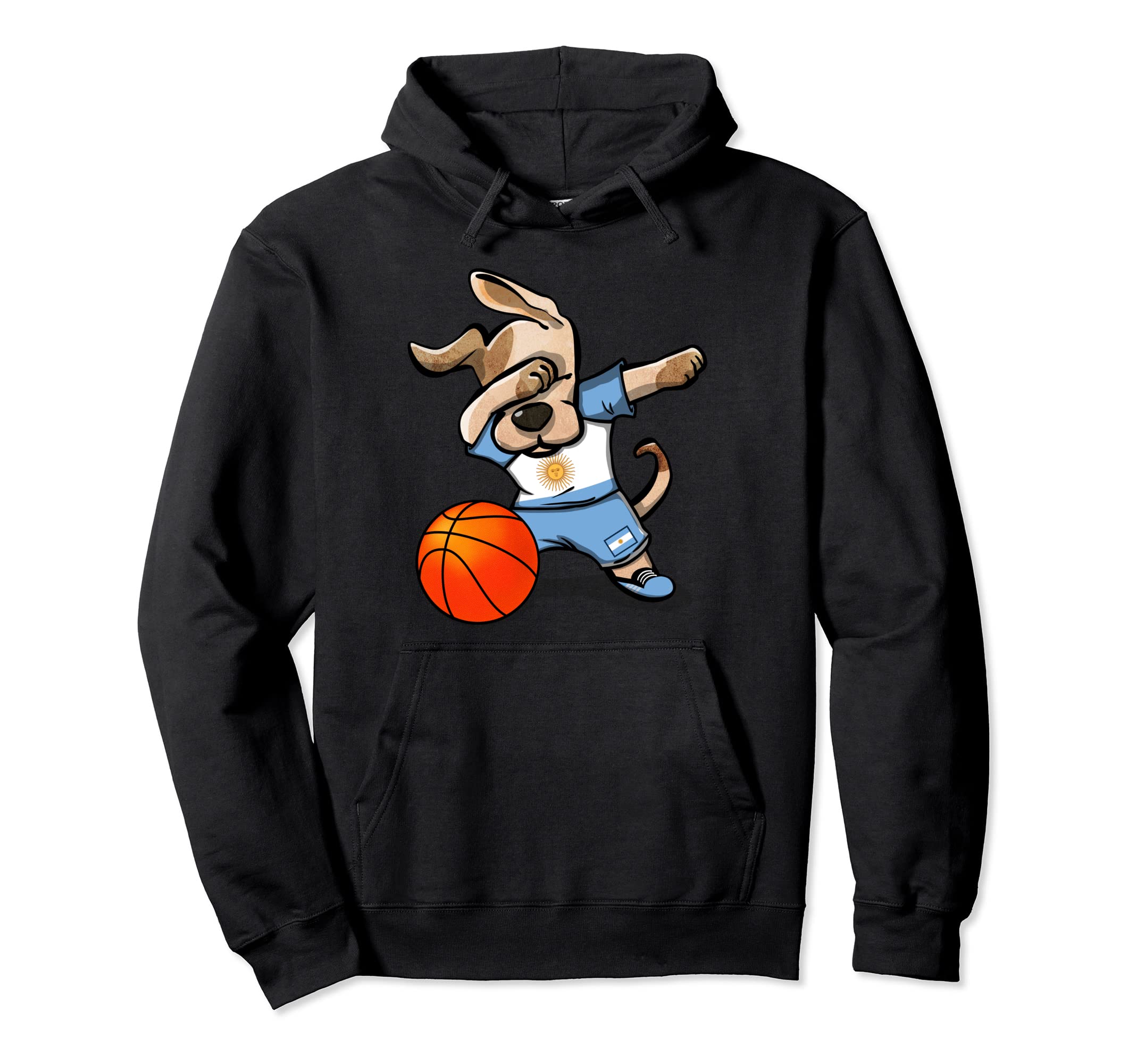 Funny Dabbing Dog Argentina Basketball - Argentinian Flag Pullover Hoodie
