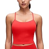 CRZ YOGA Butterluxe Y Back Crop Tank Tops for Women - Spaghetti Straps Racerback Padded Yoga Workout Longline Sports Bras