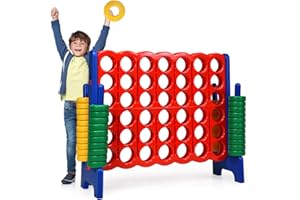 Costzon Giant 4-in-A-Row, Jumbo 4-to-Score Giant Game Set for Kids & Adults, Indoor Outdoor Yard Connect Game, 3.5FT Tall with 42 Jumbo Rings & Quick-Release Slider, Perfect for Family & Party Games