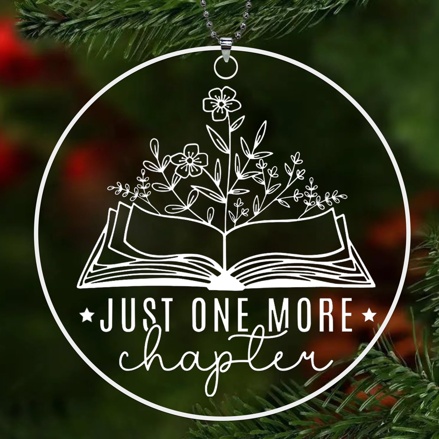 Book Ornaments for Christmas Tree,Book Lover Christmas Ornaments 2025,Book Lovers Gifts for Women Men Readers Librarian,Gifts for Book Lovers,Book Lover Ornament - Just One More Chapter