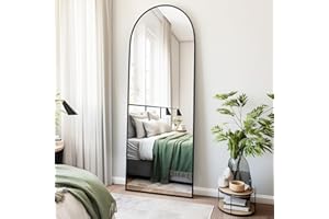 Fabuday Arched Full Length Mirror with Stand- 64"x21" Black Framed Arch Floor Mirror for Bedroom, Living Room, Full Sized Room Mirrors, Wall Mounted, Free Standing, Leaning Against Wall