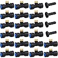 Hotop Brass Misting Nozzles 1/4 Inch Sliding Lock Mister Nozzles Tees with Plugs for Outdoor Cooling System Misting System(20 Pieces)