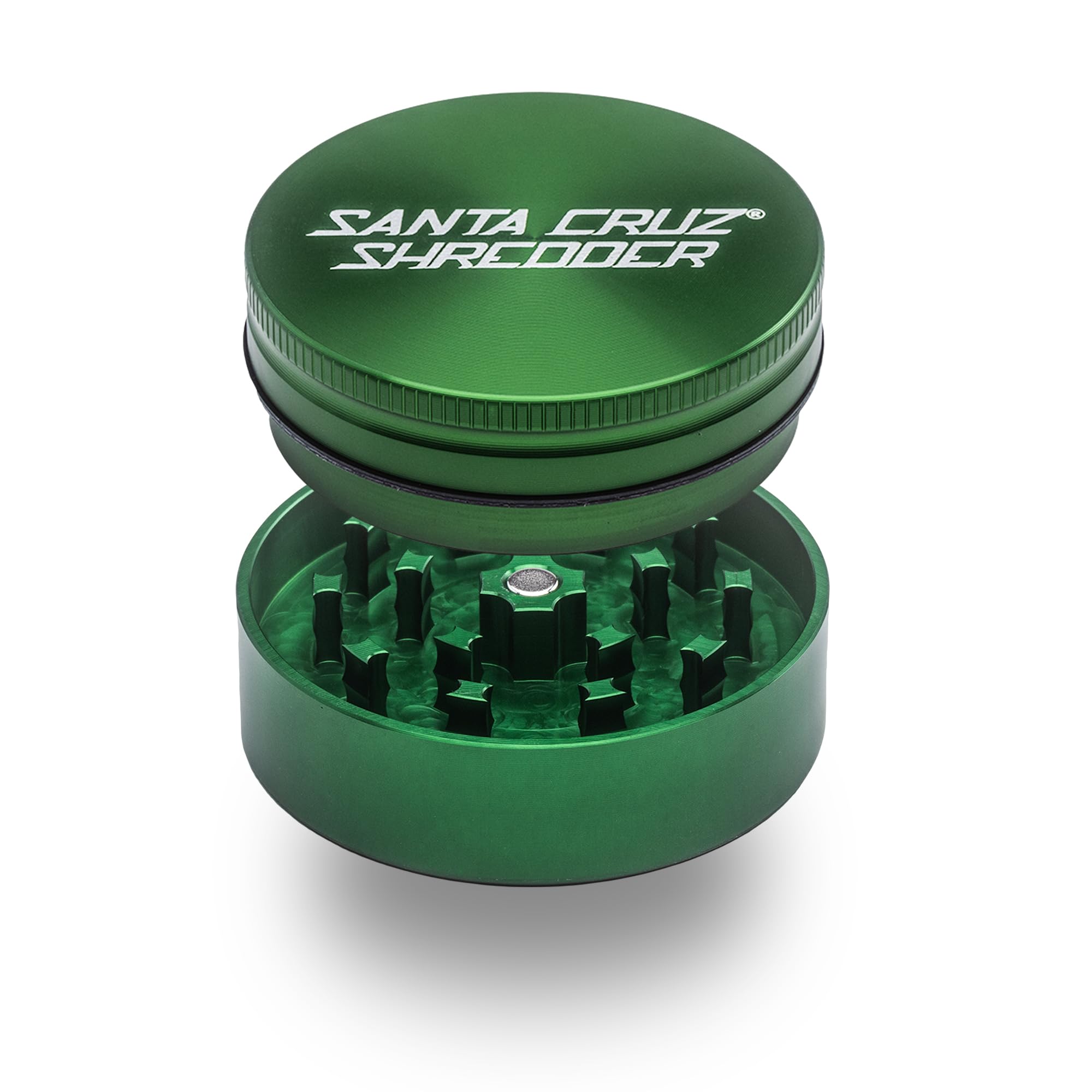 Santa Cruz Shredder Metal Herb Grinder Knurled Top for Stronger Grip 2-Piece 2.2" (Green) — image 1