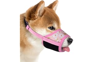 Ohcozzy Dog Muzzle, Soft Nylon Muzzle Anti Biting Barking Chewing for Small Medium Large Dogs with Fashionable Patterned(XS,Pink)