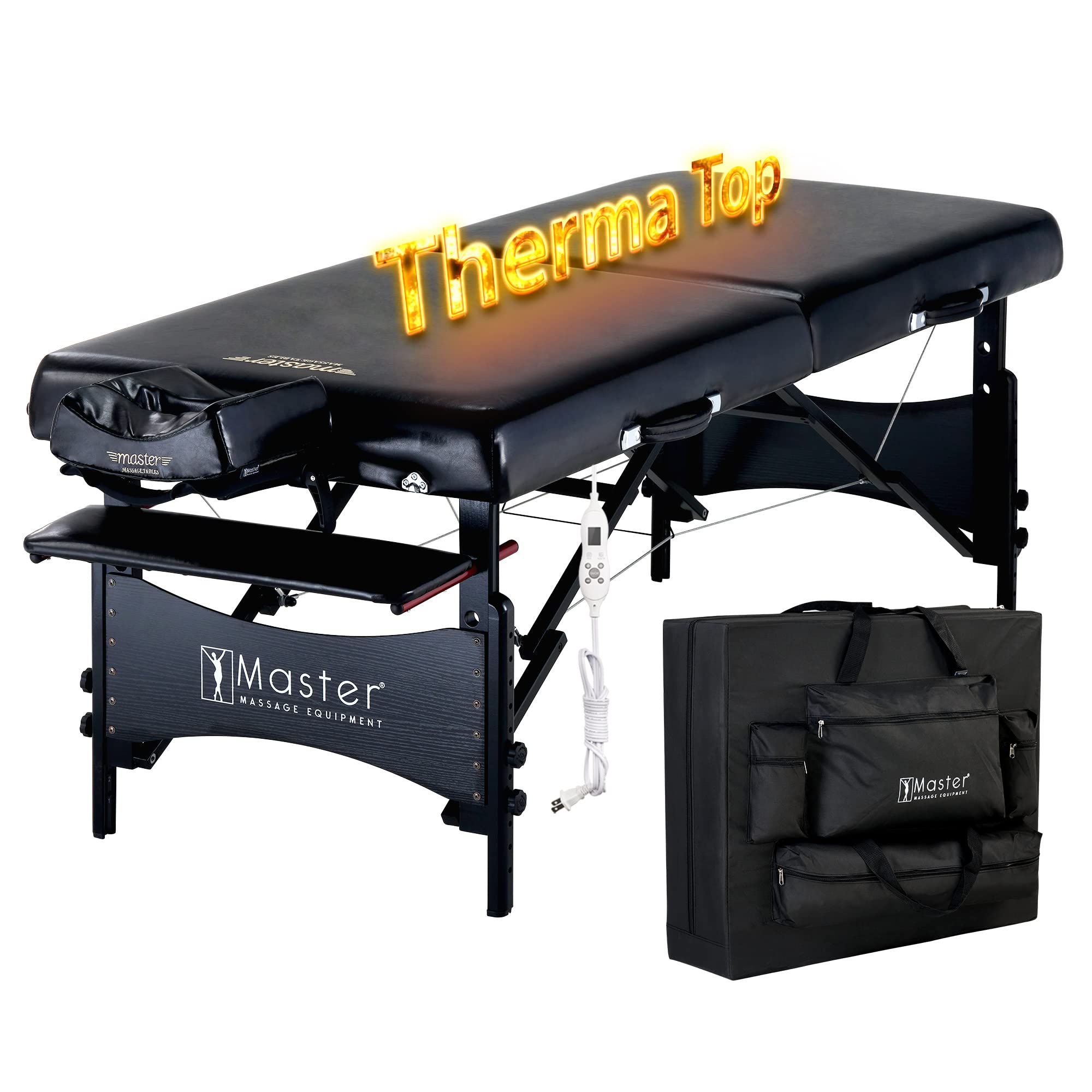 Master Massage 71cm Unbelievable Patent Heating Top Function Galaxy Lx TT Warm Massage Table Massage Couch Beauty Bed, Sleek Black, Oil Proof PU, UK Plug