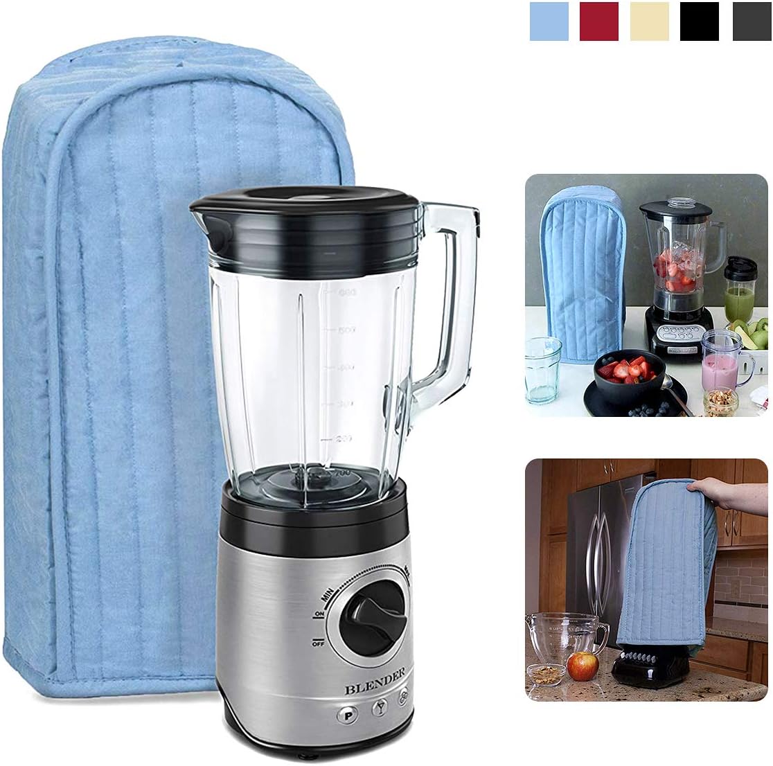 QUAKOI Quilted Polyester Kitchen Blender Appliance Cover Dust-Proof Protection Case Bag (Blue)
