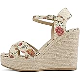 Soda Chatwin ~ Women Square Toe Crisscross Band High Heel Espadrille Wedge Sandals