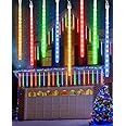 Multicolor 20 Tubes Meteor Shower Icicle Lights 480 LED Raindrop Lights with Timer Function Cascading Lights Falling Rain Lights for Holiday Party Christmas Decorations