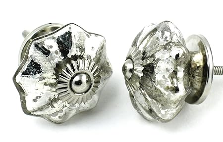 New Sm Mercury Glass Cabinet Knobs Drawer Pulls Handles 12pc