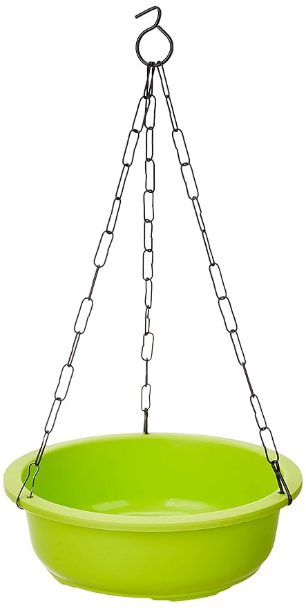 Gardens Need 100% Virgin Plastic Bonsai-10 Hanging Planter with Iron Chain | Set of 4 Planter, (26cm x 26cm x 8.5cm, Multicolor)