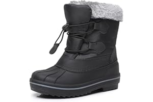 Apakowa Boys Girls Winter Snow Boots – Waterproof Insulated Cold Weather Boots with Side Zipper, Drawstring Closure & Anti-Slip Sole