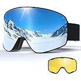 VCOROS Magnetic Ski Goggles with Quick-Change Lens, OTG Design, Anti-Fog Snow Goggles, UV400 Protection Snowboard Goggles