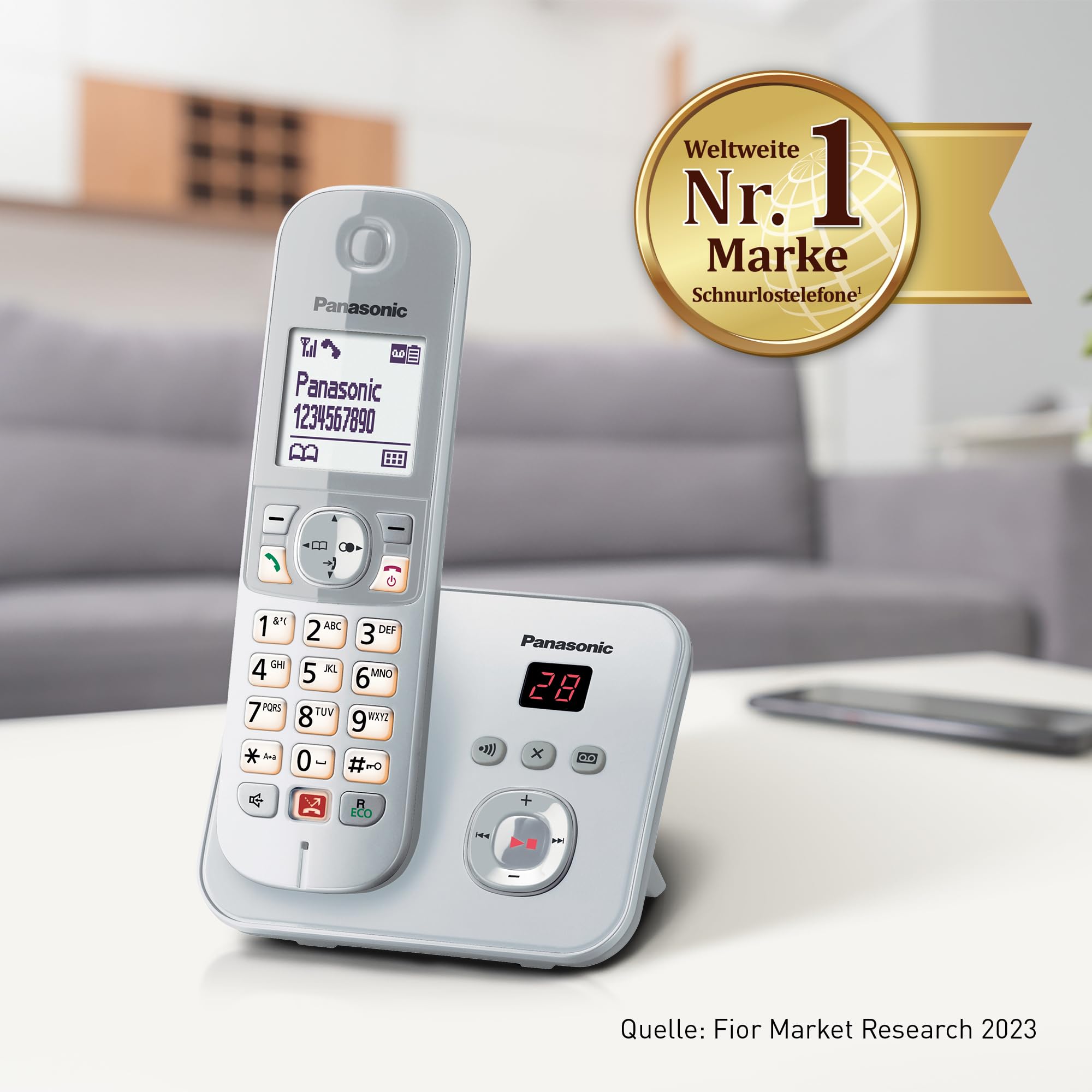 Panasonic KX-TG6861GS Schnurlostelefon mit Anrufbeantworter (Bis zu 1.000 Telefonnummern sperren, übersichtliche Schriftgröße, lauter Hörer, Voll-Duplex Freisprechen) perl-Silber 7