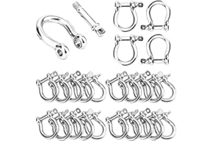 Biugaaufai 25 PCS 5/16 Inch D Ring Shackles, 304 Stainless Steel Anchor Shackle Lock, 8 mm Screw Pin Anchor Shackles for Towing, Trailer Chain Shackle for Industrial, Outdoor, Vehicle Recovery, 8 mm