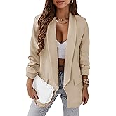 PRETTYGARDEN Womens Casual Blazer Spring Fall Fashion Long Sleeve Open Front Work Office Suit Jackets