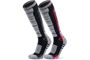 TSLA 2 Pack Men and Women Winter Ski Socks, Calf Compression Snowboard Socks, Warm Thermal Socks for Cold Weather