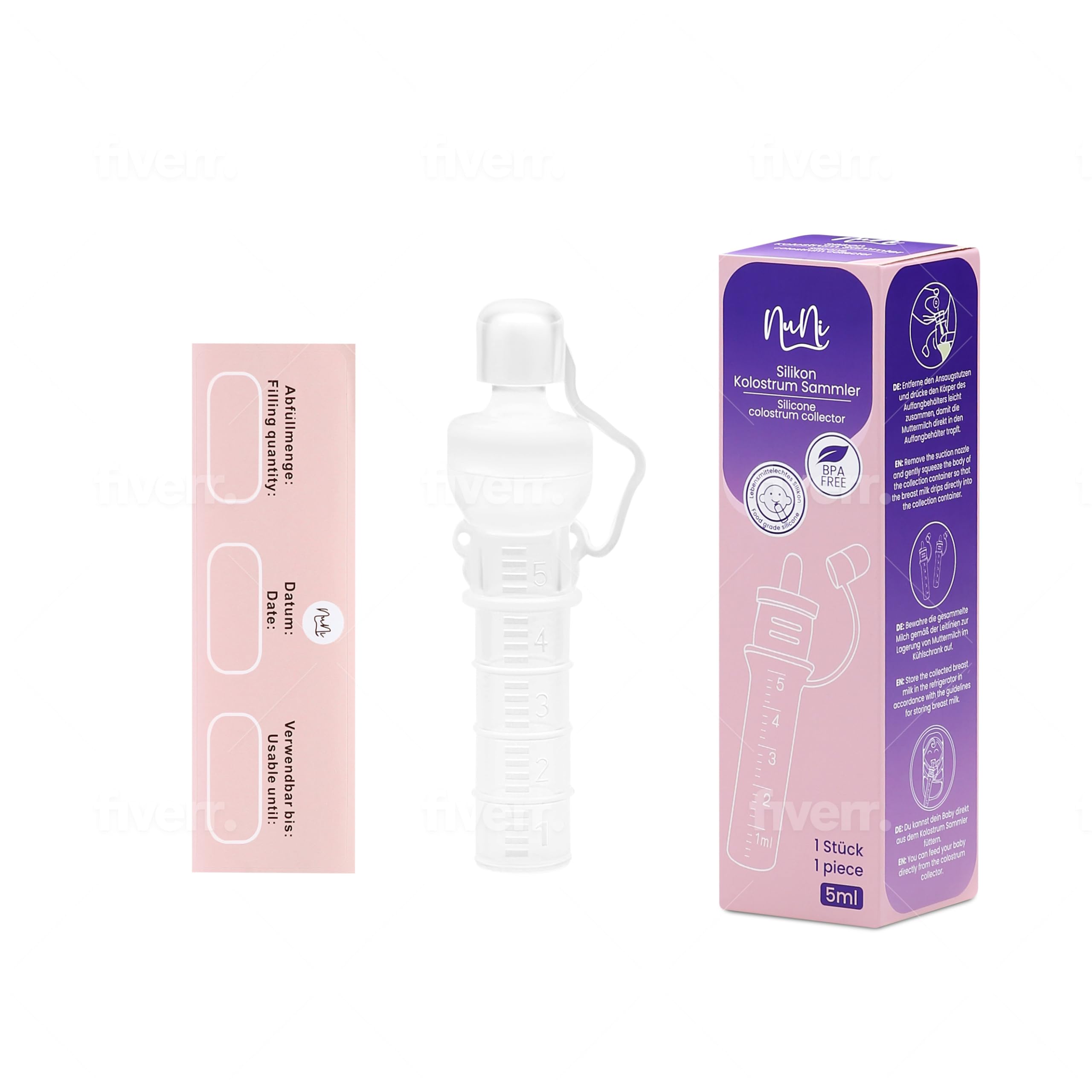 NuNi Silicone Colostrum Collector/Breast Milk Storage 5ml (Pack of 1)