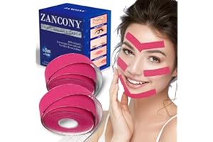 Zancony Face Tape for Wrinkles Facial Myofascial Lift Patches for All Parts of the Face and Neck, Forehead 11 Lines Nasolabial Folds Crow's Feet Necklines etc, 2.5 CM* 2 Rolls - Pink