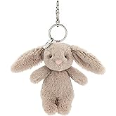 Jellycat Bashful Beige Bunny Bag Charm, 3.5 inches - Rabbit & Bunny Plush Keychain - Great Gift Idea
