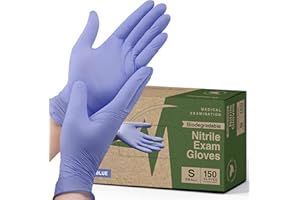 FIFTHPULSE Biodegradable Disposable Medical Gloves Small - 150 Count - Violet Blue Nitrile Gloves - Medical Exam Powder and Latex Free Gloves - Surgical and Dental Grade with Textured Fingertips