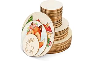Meetory Unfinished Blank Wood Round - 42 Piece 3 Different Size Wood Round Slices Cutouts for DIY Arts Craft Project, Pyrography Art, Painting Writing and Decoration(3 Sizes, 2", 3", 4")