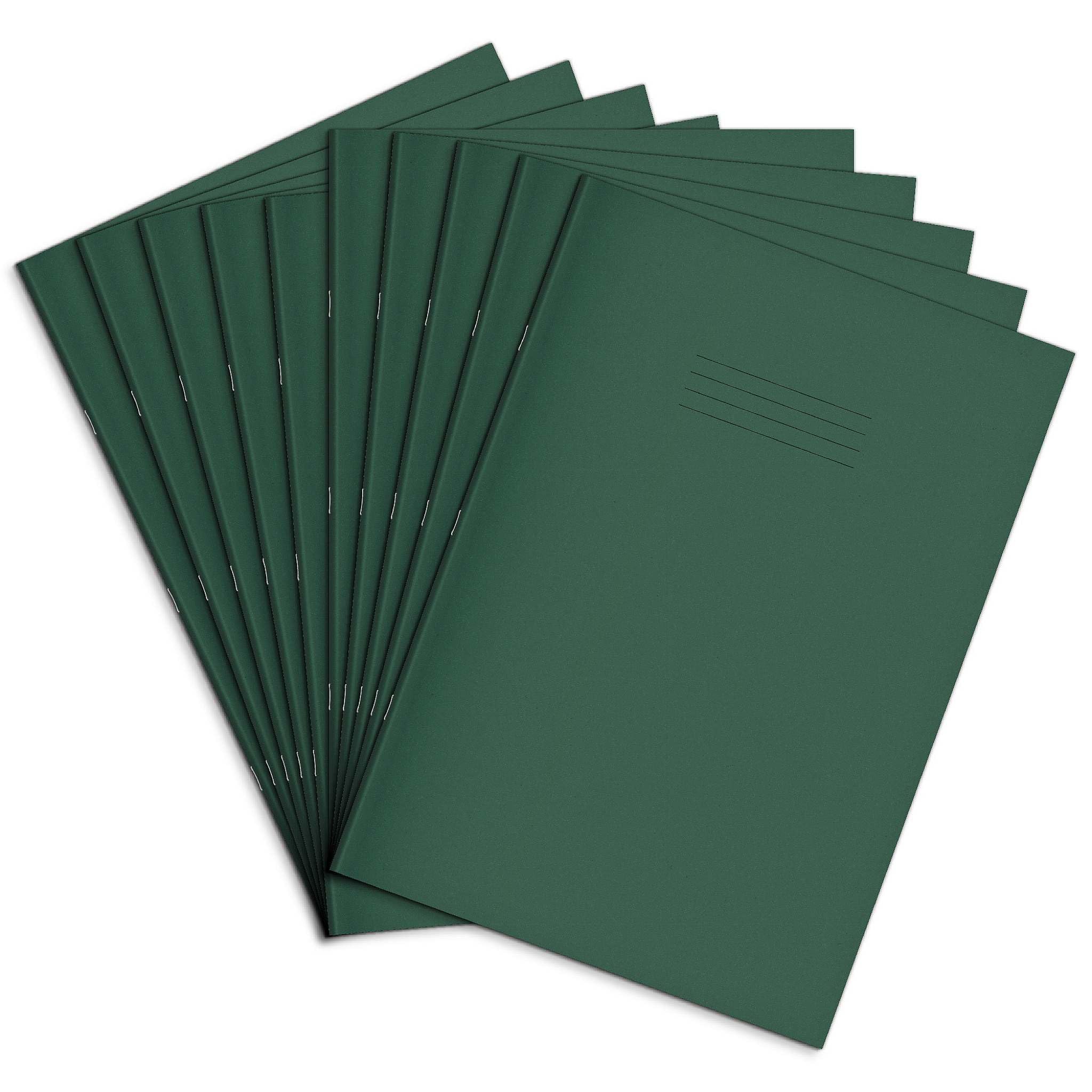 Rhino Oversized Exercise Books, 80-Page / 8mm Lined with Margin Paper Notebook, 10-Pack, 13 x 9 Writing Book, Office & School Stationery Supplies, Dark Green